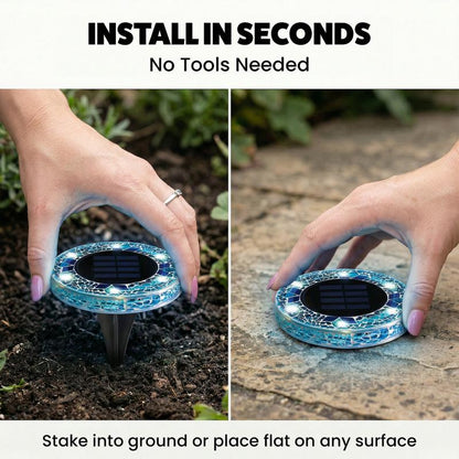 4-Pack Solar Mosaic Disc Lights for Outdoor Paths and Gardens
