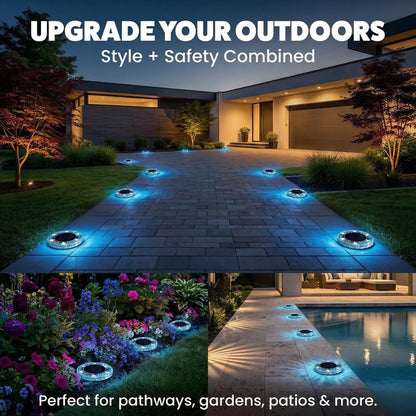 4-Pack Solar Mosaic Disc Lights for Outdoor Paths and Gardens