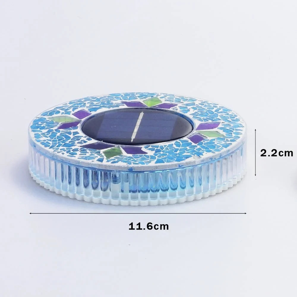 4-Pack Solar Mosaic Disc Lights for Outdoor Paths and Gardens