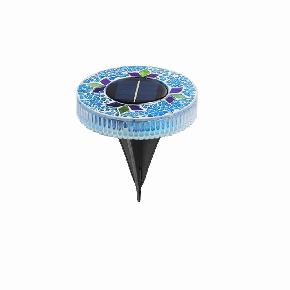 4-Pack Solar Mosaic Disc Lights for Outdoor Paths and Gardens