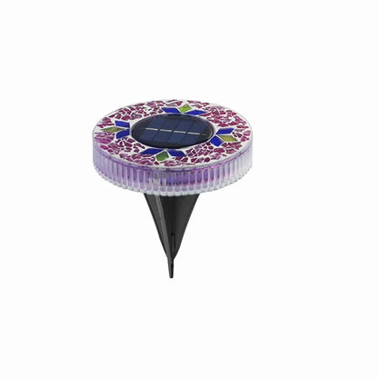 4-Pack Solar Mosaic Disc Lights for Outdoor Paths and Gardens
