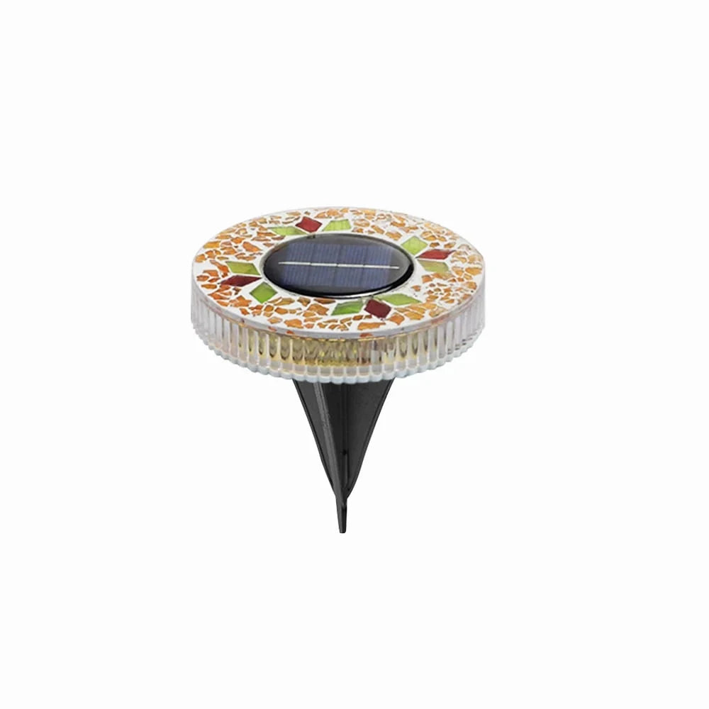 4-Pack Solar Mosaic Disc Lights for Outdoor Paths and Gardens