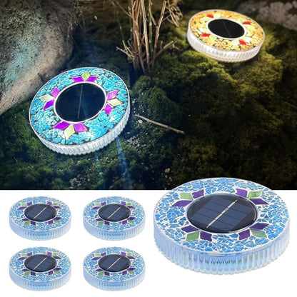 4-Pack Solar Mosaic Disc Lights for Outdoor Paths and Gardens