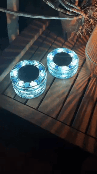 4-Pack Solar Mosaic Disc Lights for Outdoor Paths and Gardens
