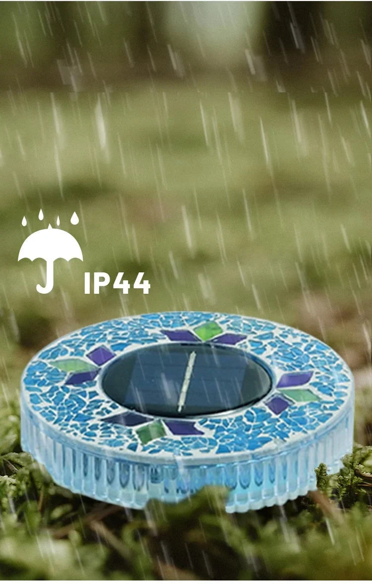 4-Pack Solar Mosaic Disc Lights for Outdoor Paths and Gardens