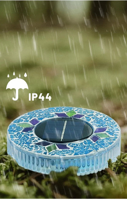 4-Pack Solar Mosaic Disc Lights for Outdoor Paths and Gardens