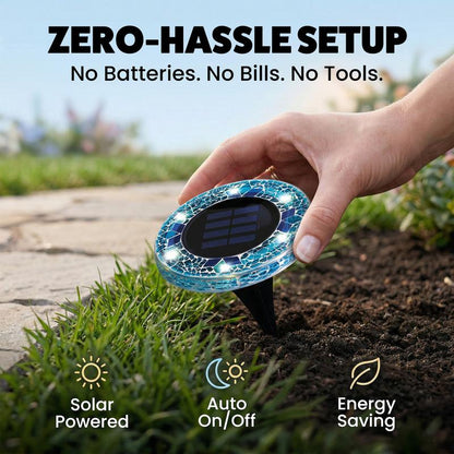 4-Pack Solar Mosaic Disc Lights for Outdoor Paths and Gardens