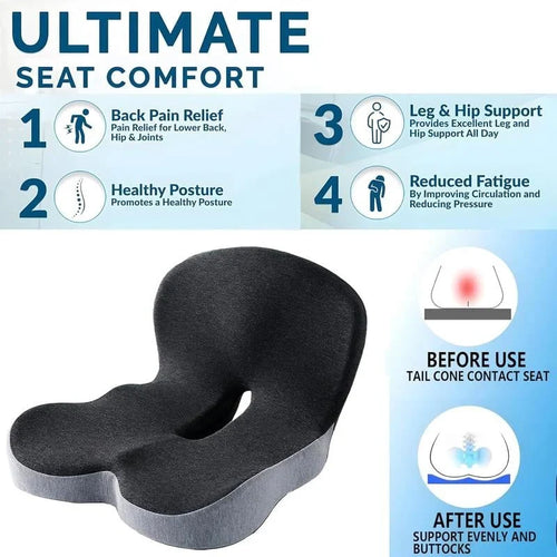 Vehicle-Ready Non-Slip Memory Foam Seat Cushion – Sciatica Relief