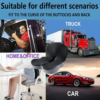 Vehicle-Ready Non-Slip Memory Foam Seat Cushion – Sciatica Relief