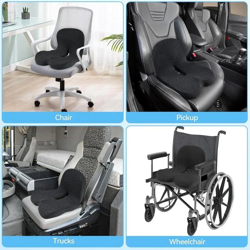 Vehicle-Ready Non-Slip Memory Foam Seat Cushion – Sciatica Relief
