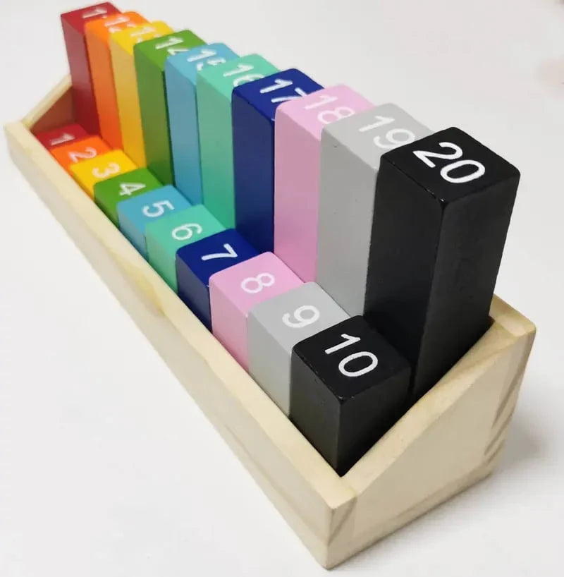 Hands-On Montessori Rainbow Counting Blocks – Wooden Number Learning