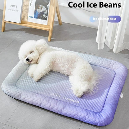 Pet-Friendly Ice Silk Pet Cooling Mat – Breathable Summer Cooling Bed