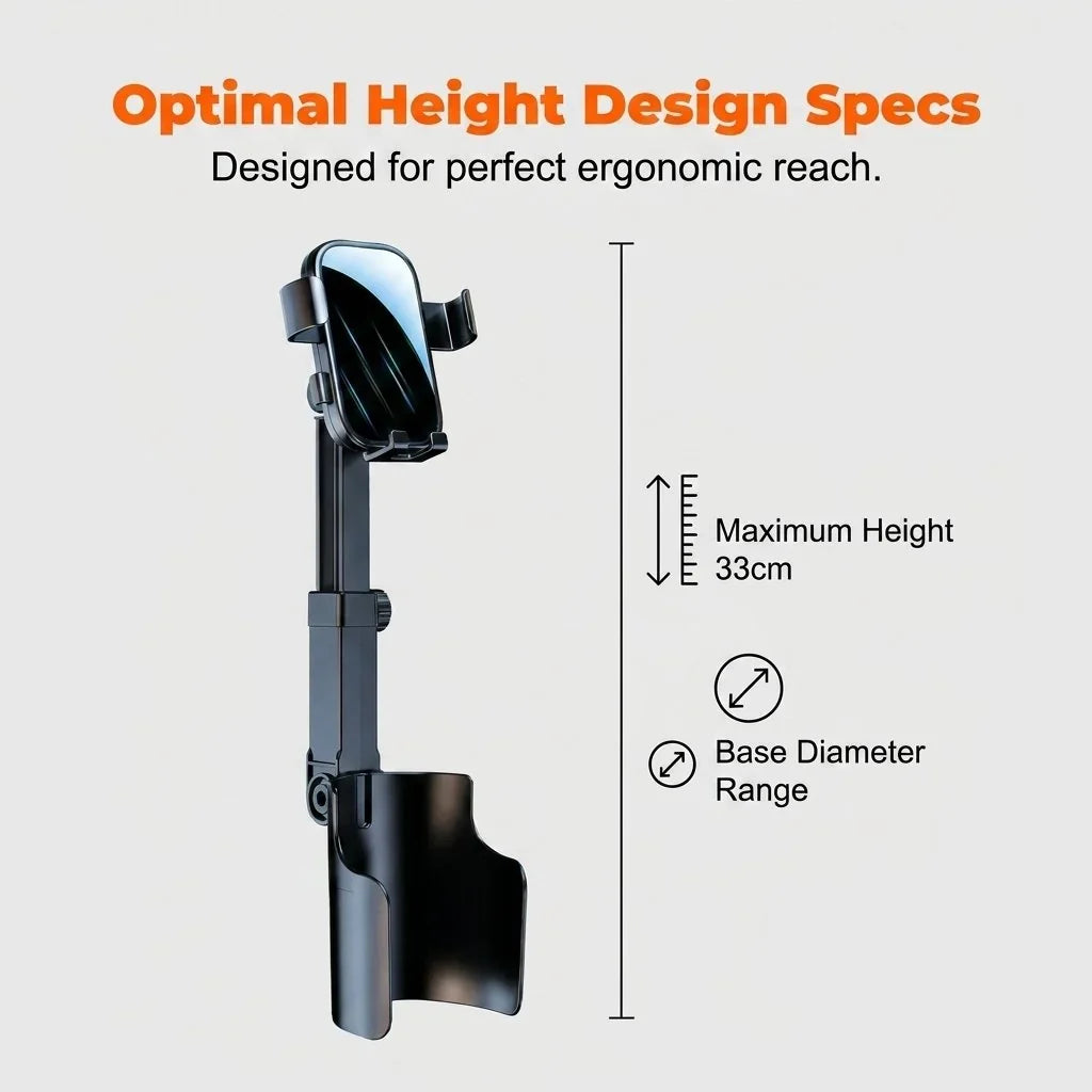 Vehicle-Ready Car Cup Holder Phone Mount – 360° adjustable, strong