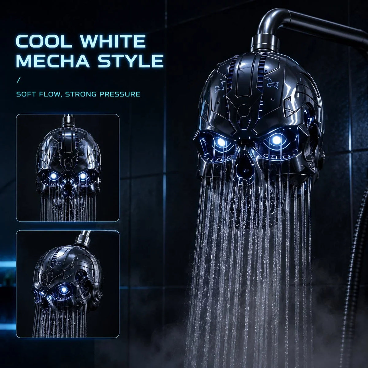 Purpose-Built Cyber Mecha Skull Color Changing LED Pressure Boost