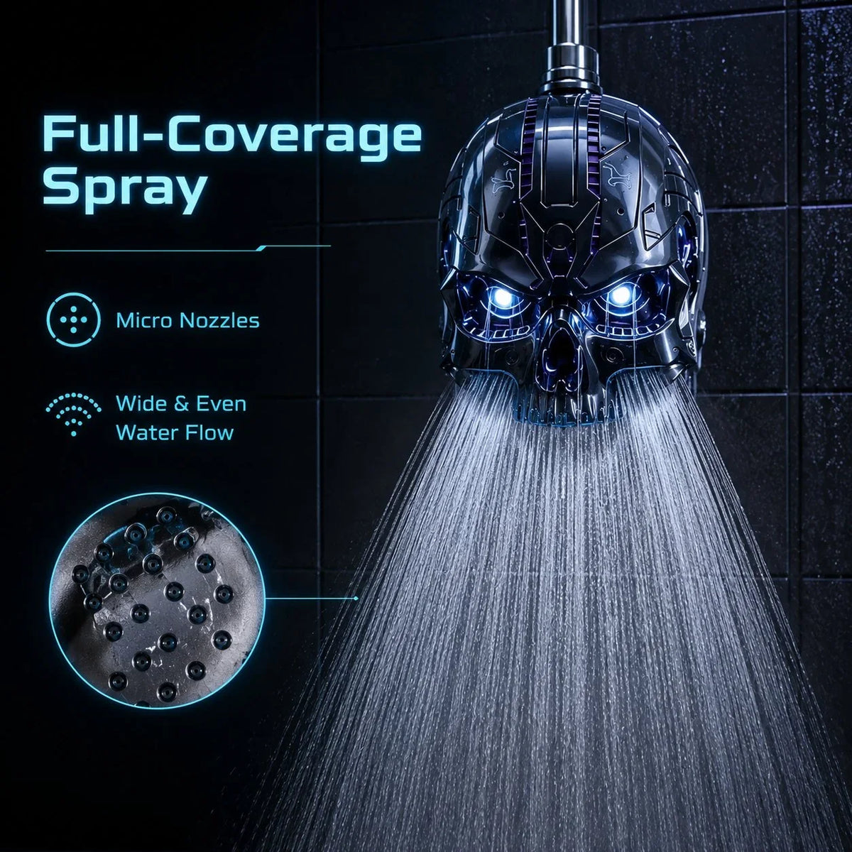 Purpose-Built Cyber Mecha Skull Color Changing LED Pressure Boost