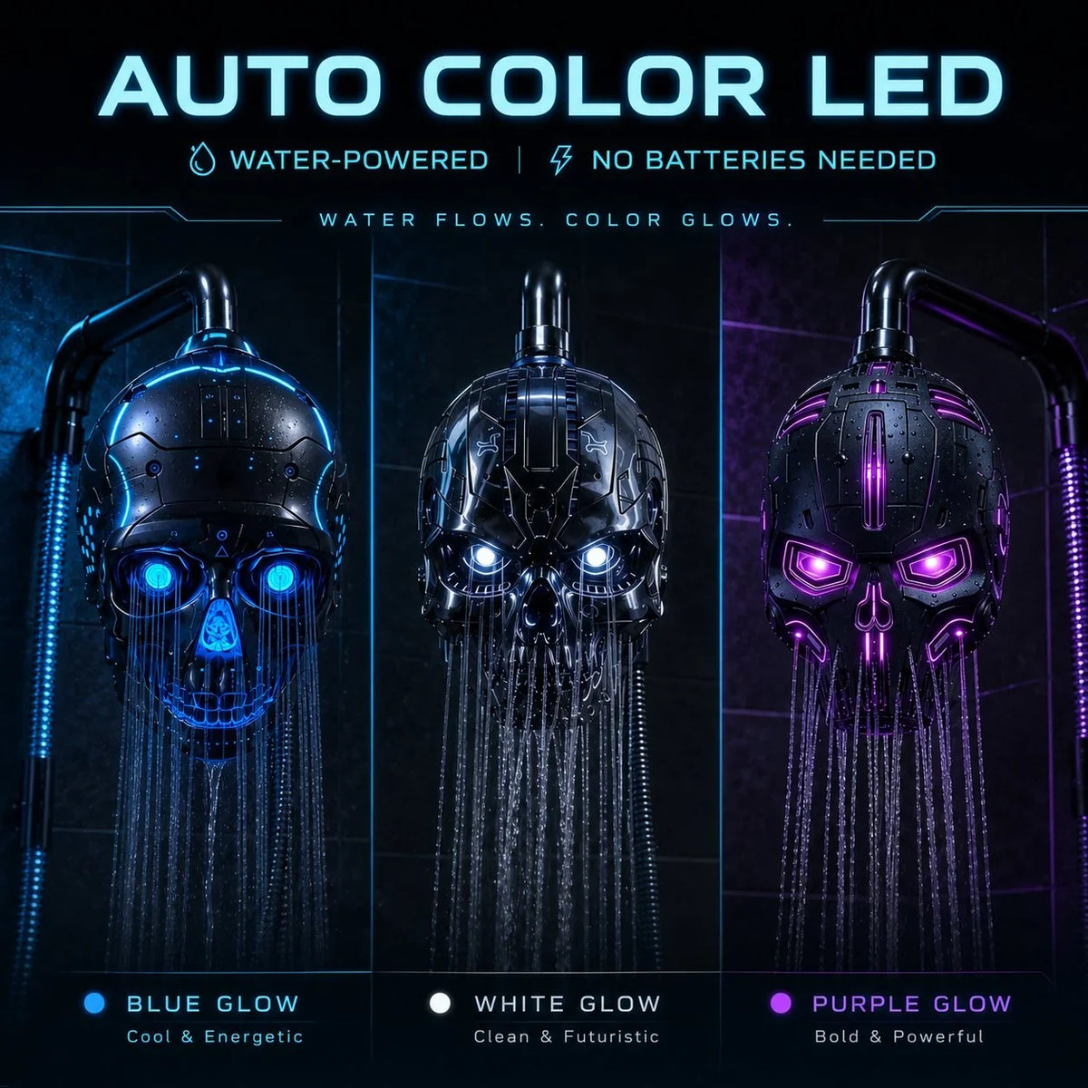 Purpose-Built Cyber Mecha Skull Color Changing LED Pressure Boost