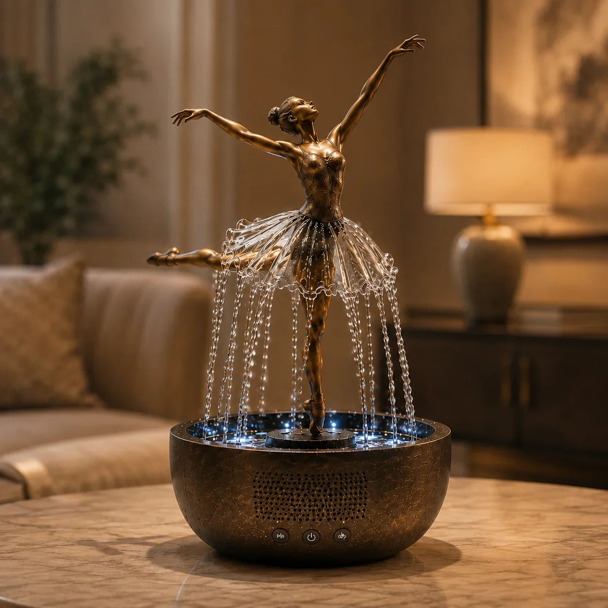 Ballerina Fountain Lamp with a Cascading Water Display