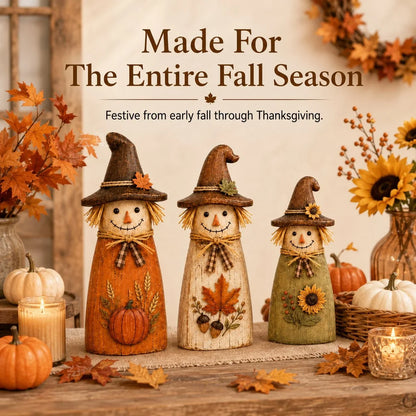 Vehicle-Ready Hand-Carved Vintage Scarecrow Fall Decor