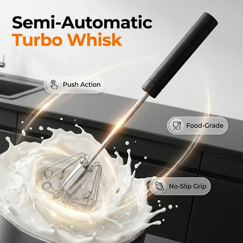 Stainless Steel Semi-Automatic Handheld Egg Whisk Tool