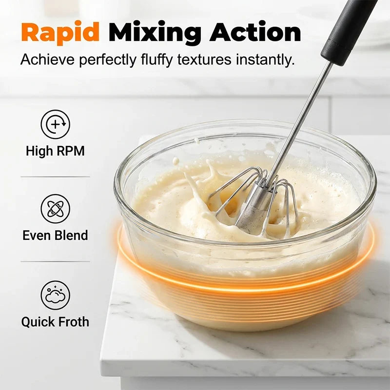 Stainless Steel Semi-Automatic Handheld Egg Whisk Tool