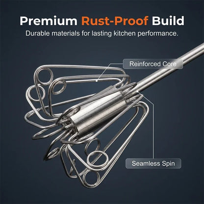 Stainless Steel Semi-Automatic Handheld Egg Whisk Tool