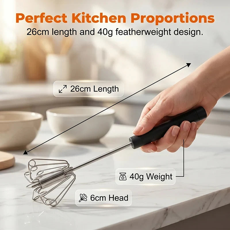 Stainless Steel Semi-Automatic Handheld Egg Whisk Tool