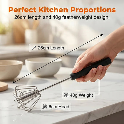 Stainless Steel Semi-Automatic Handheld Egg Whisk Tool