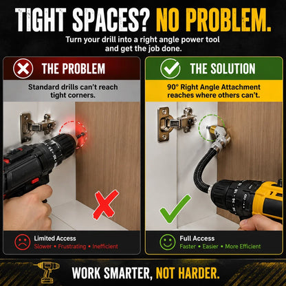 Purpose-Built Flexible 90° Right Angle Drill Attachment – Tight Space