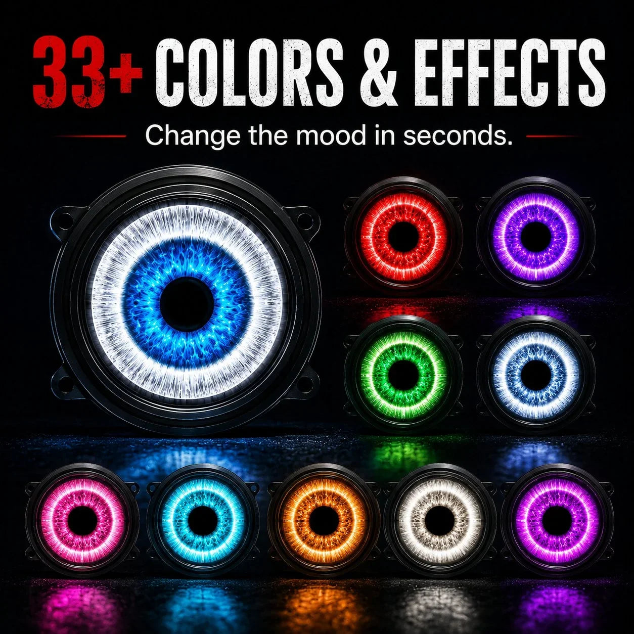 Decorative Demon-Eye LED Headlight Kit-2 pcs for Focused Lighting