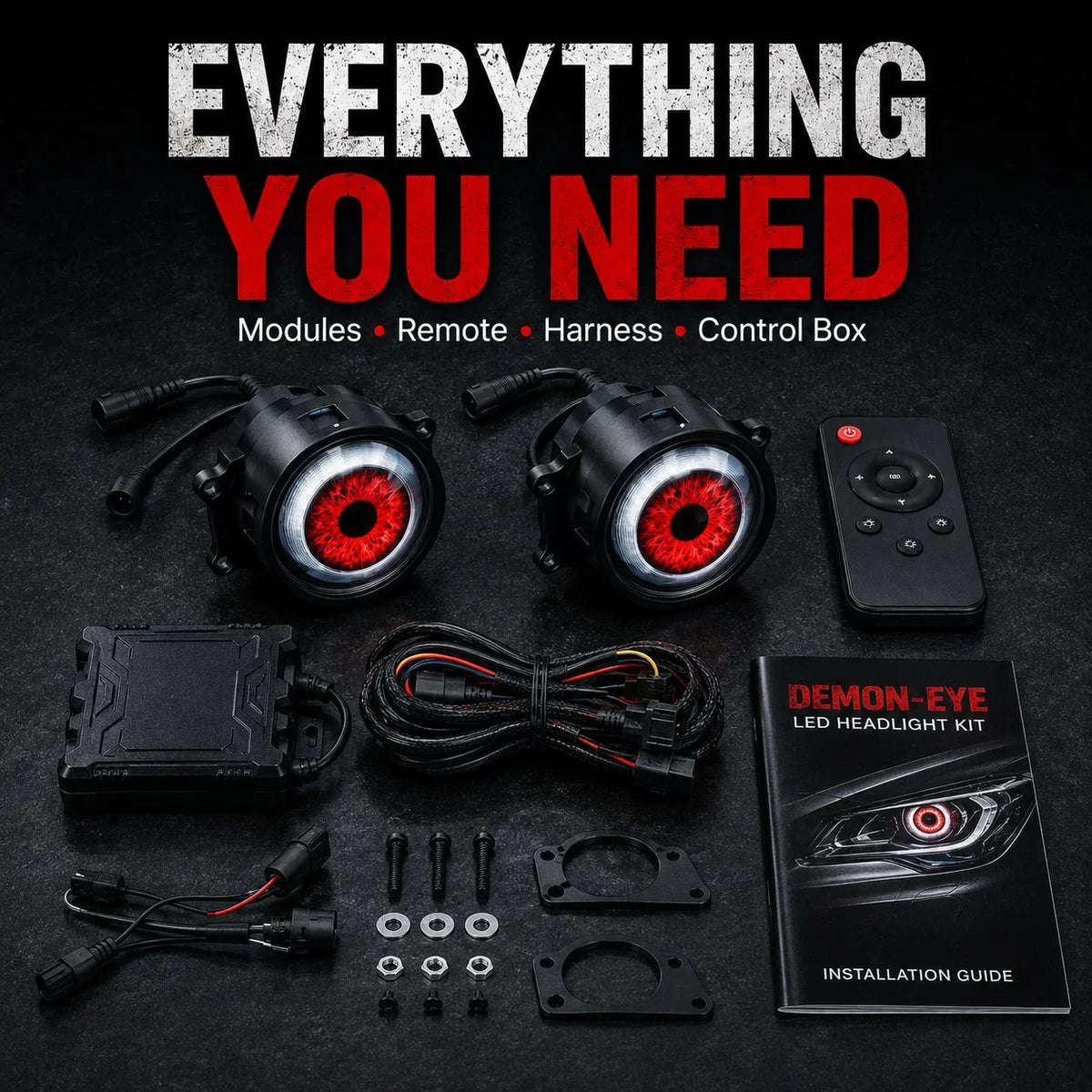Decorative Demon-Eye LED Headlight Kit-2 pcs for Focused Lighting