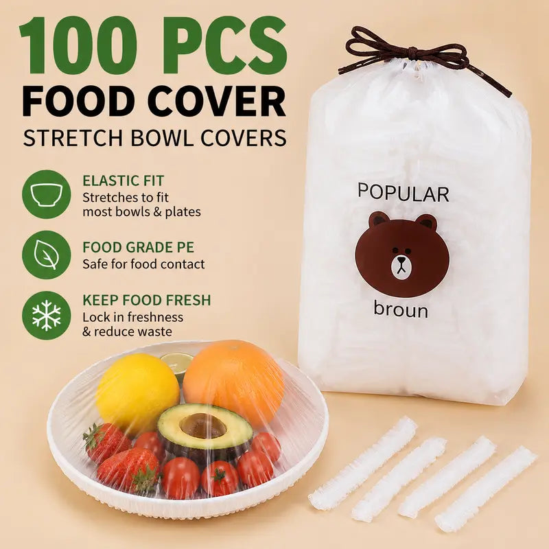 100 Elastic Covers for Quick Bowl and Plate Storage