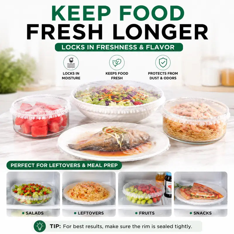 100 Elastic Covers for Quick Bowl and Plate Storage
