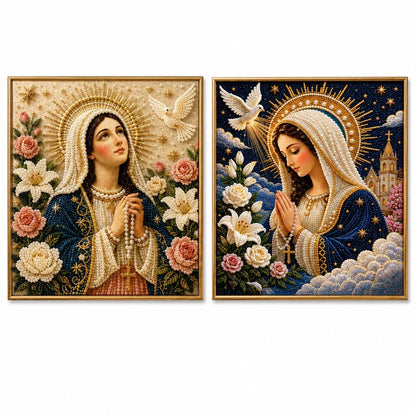 Purpose-Built Divine Pearl Bead Virgin Mary Icon – A Peaceful DIY