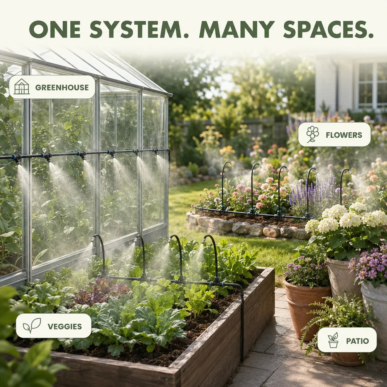 Adjustable 360° Mist-Line Watering System for Garden Plants