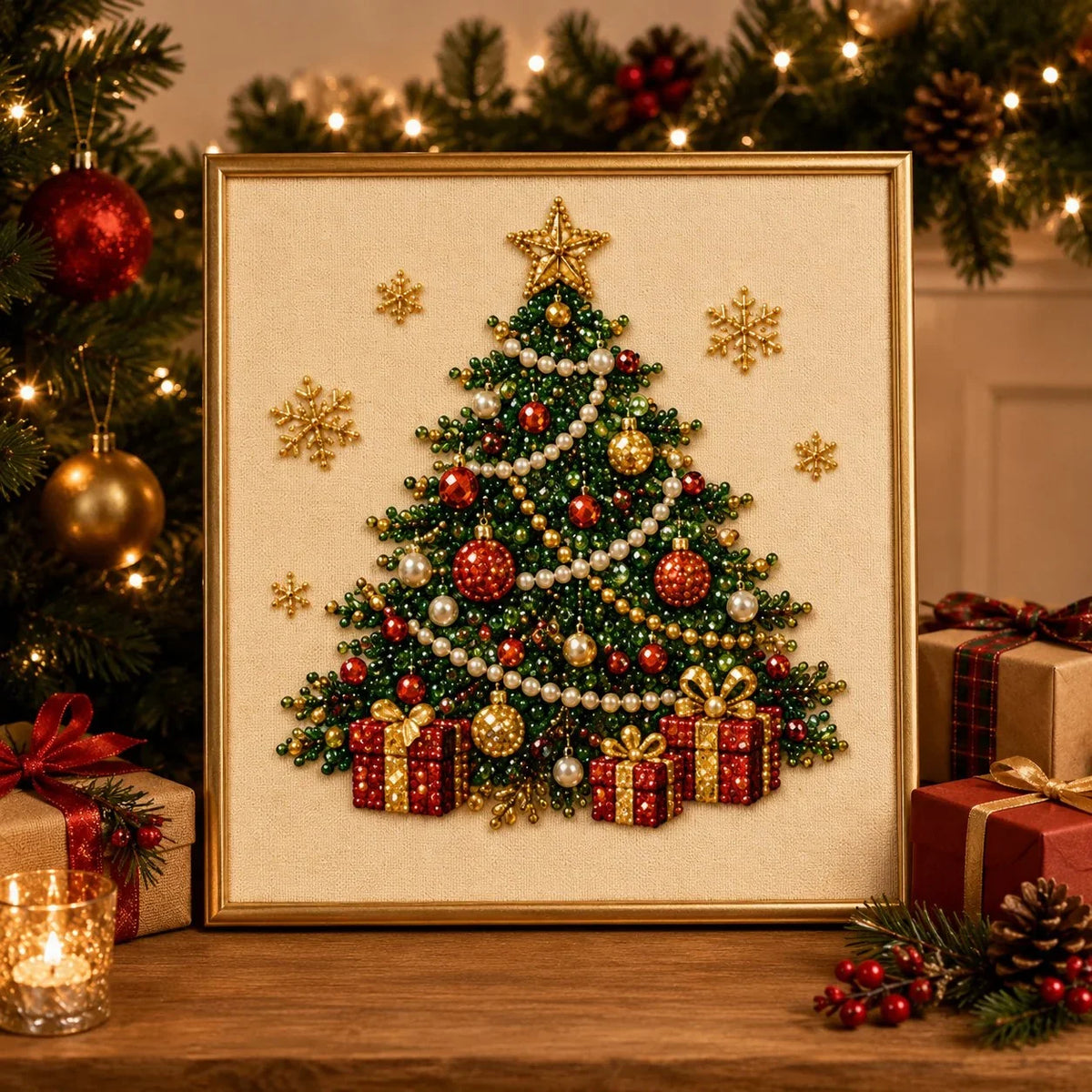 Framed Pearl Mosaic Craft Kit Designed for First-Time Makers