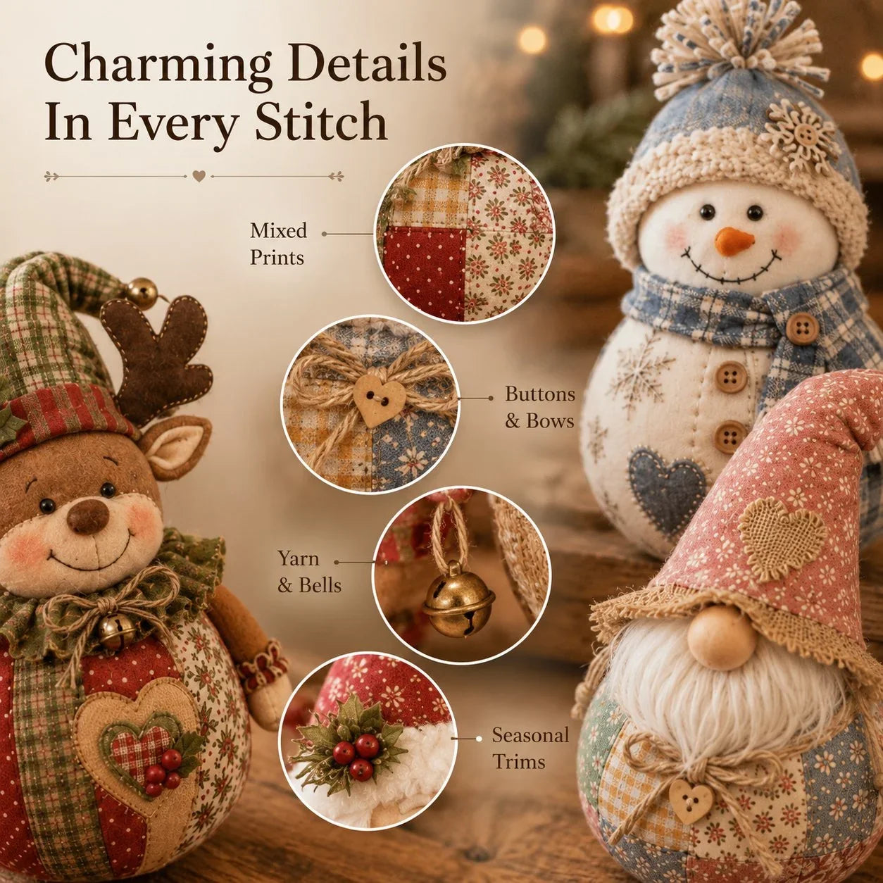 Hands-On DIY Patchwork Fabric Character Doll Kit for Creative Play