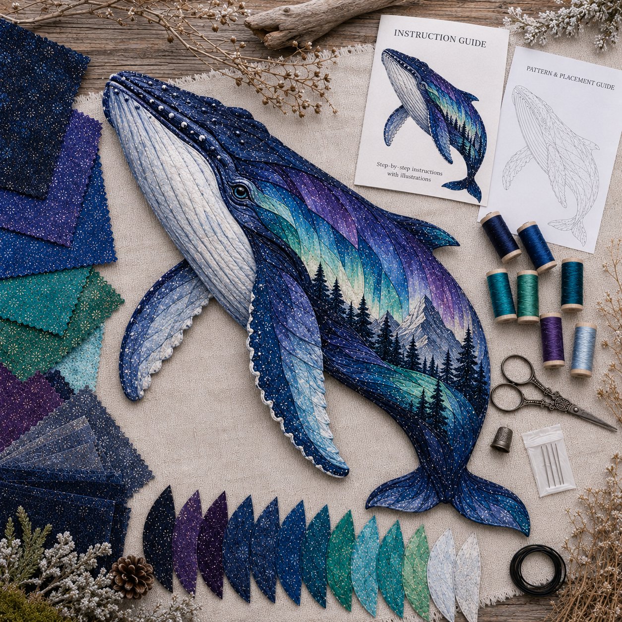 Northern Lights Animal Patchwork Set for Textile Crafting