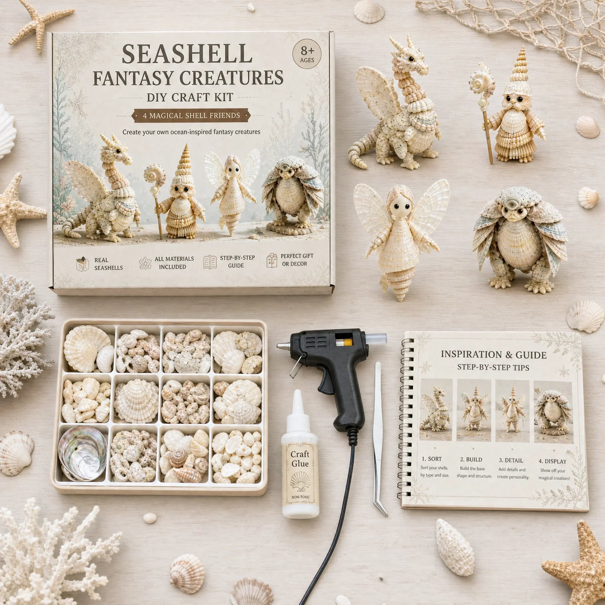 Hands-On DIY Seashell Craft Kit – Create Ocean-Inspired Shell Figures