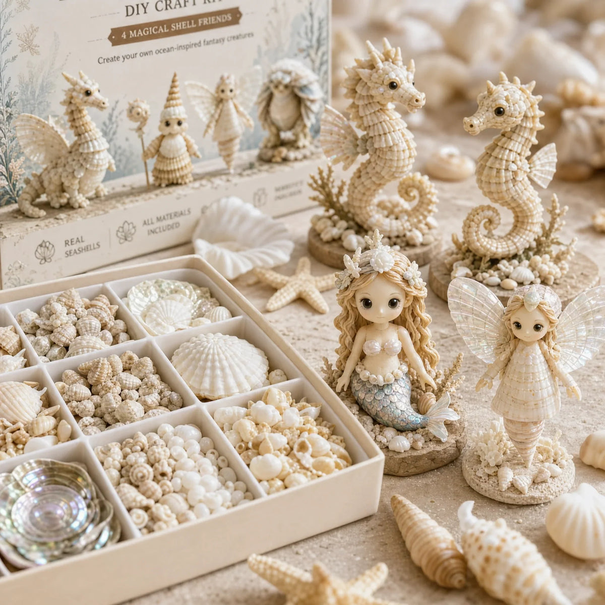 Hands-On DIY Seashell Craft Kit – Create Ocean-Inspired Shell Figures