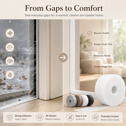 Space-Saving 16.4Ft Door Weather Stripping – Adhesive Draft Stopper