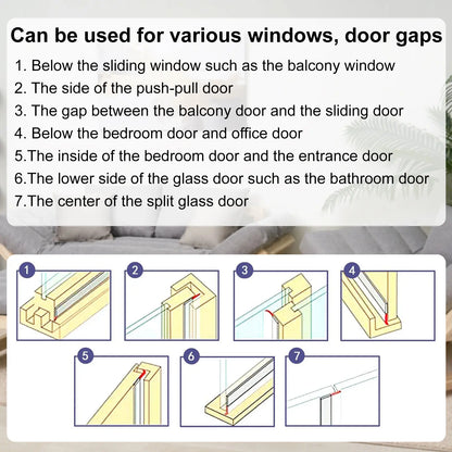 Space-Saving Door Weather Stripping, Self-Adhesive Draft Stopper Seal