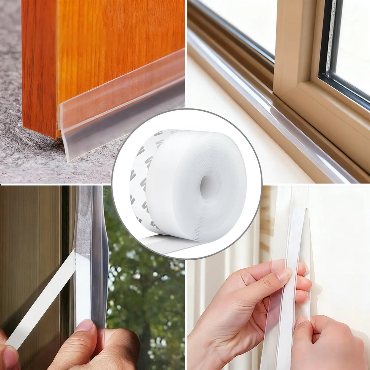 Space-Saving Door Weather Stripping, Self-Adhesive Draft Stopper Seal
