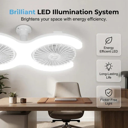 Decorative Double-Head LED Ceiling Fan with Light, 3 Speeds &