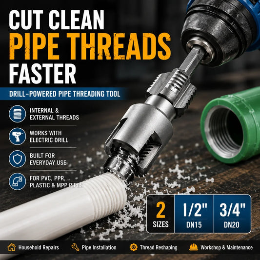 Purpose-Built Drill-Powered Pipe Thread Cutting Bit – Internal &