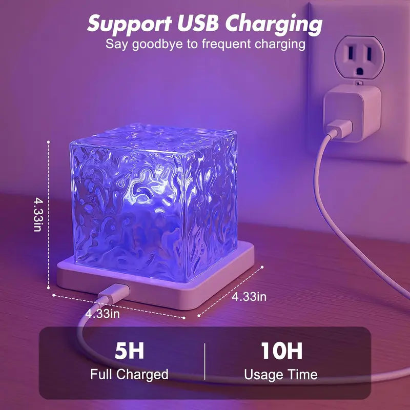 Convenient Dynamic Water Ripple Cube Ambient Lamp for Everyday Setup