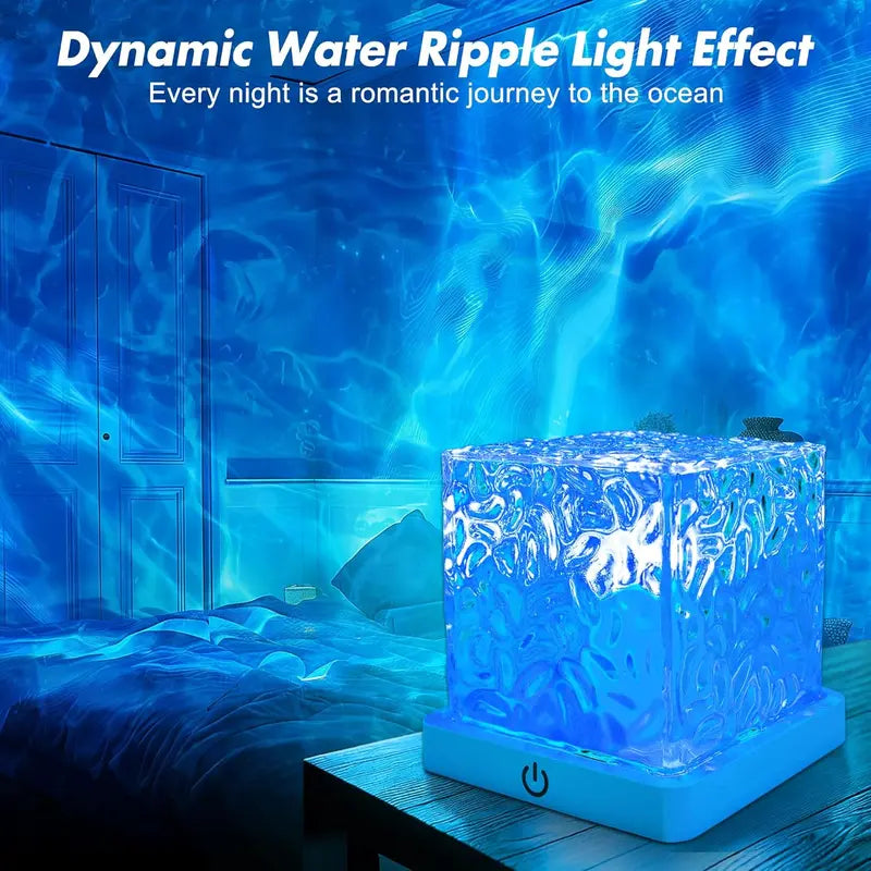 Convenient Dynamic Water Ripple Cube Ambient Lamp for Everyday Setup