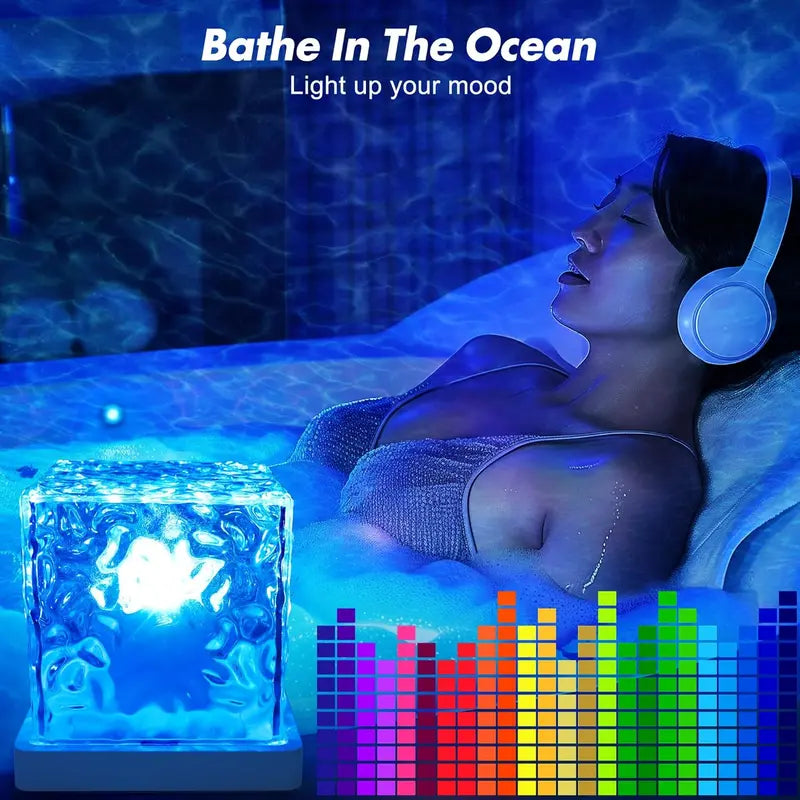 Convenient Dynamic Water Ripple Cube Ambient Lamp for Everyday Setup