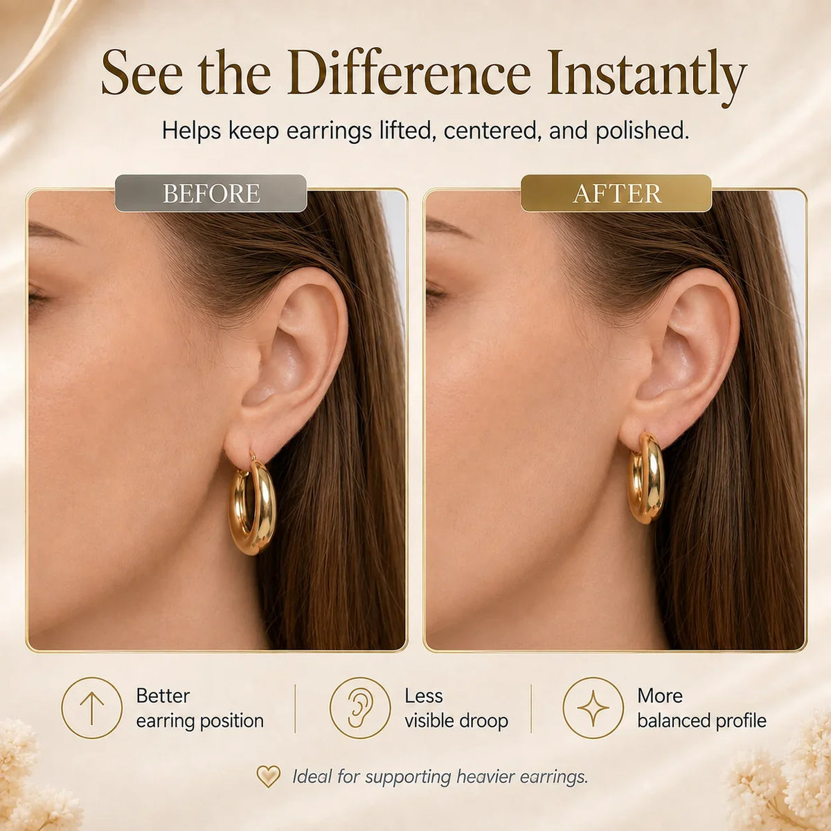 14K Gold-Plated Earring Lobe Support Backs