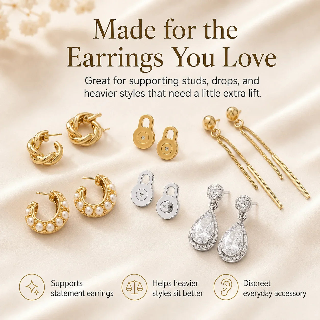 14K Gold-Plated Earring Lobe Support Backs