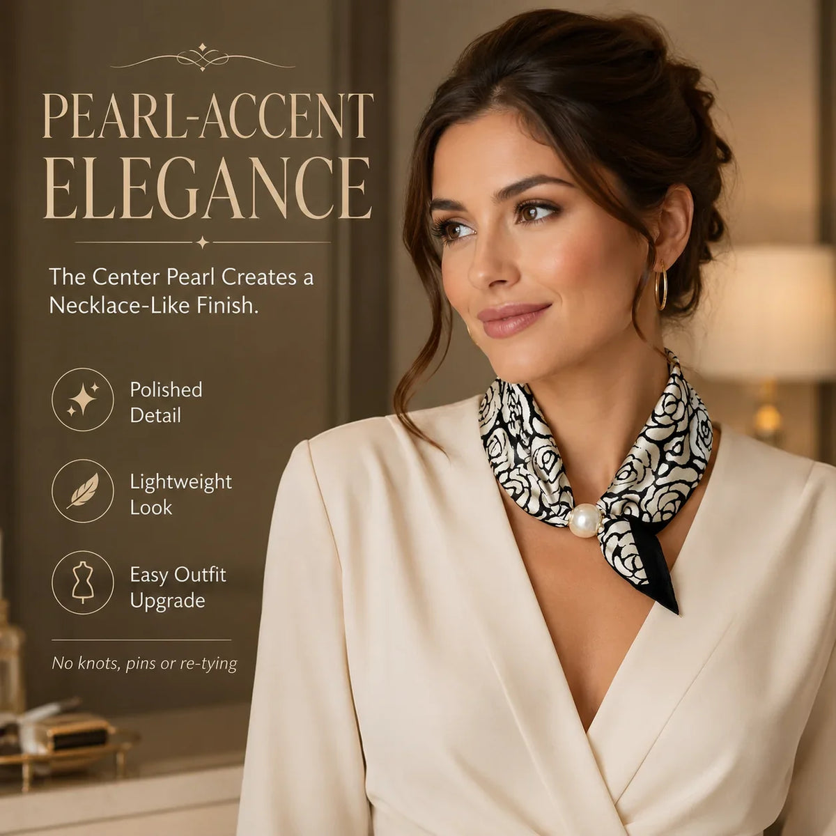 Pearl Necklace Scarf with an Easy Pop-On Design